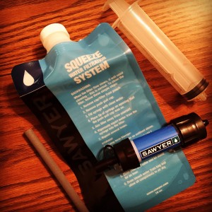 Getting ready for a hike! These Sawyer mini water filtration systems are super cool. So small/light! 
